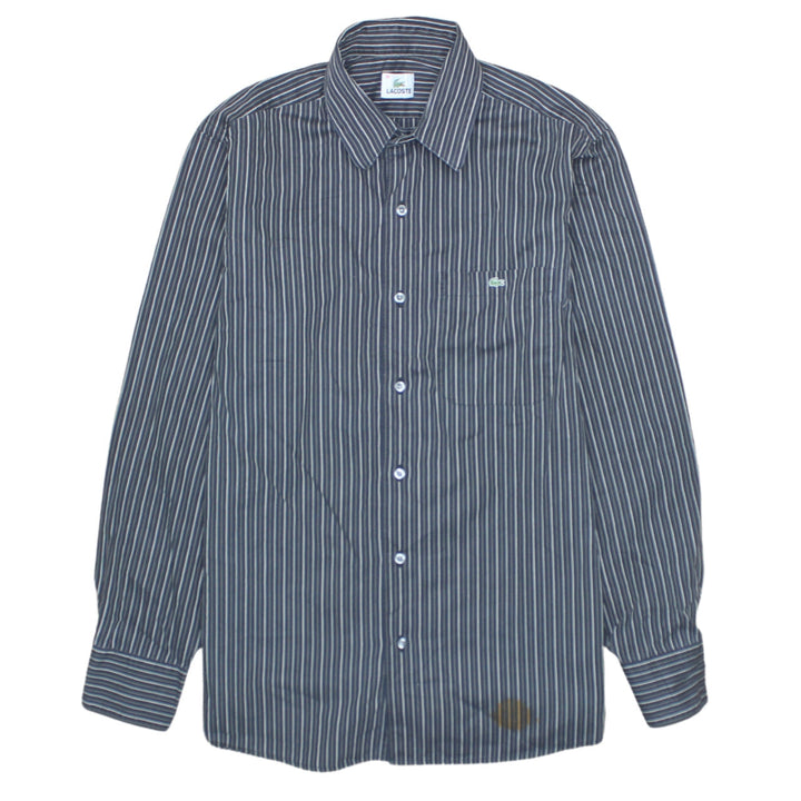 Lacoste Men's Blue Striped Button-Up Long Sleeve Shirt Size 39 M