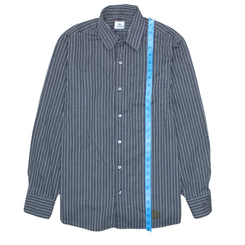 Lacoste Men's Blue Striped Button-Up Long Sleeve Shirt Size 39 M