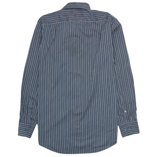 Lacoste Men's Blue Striped Button-Up Long Sleeve Shirt Size 39 M