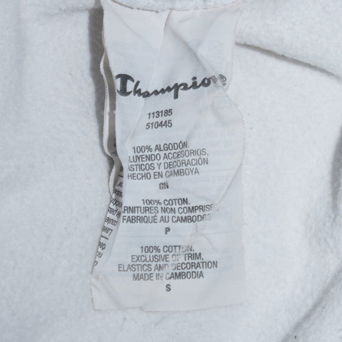 Champion Women's White Small Pullover Hoodie with Logo Detail
