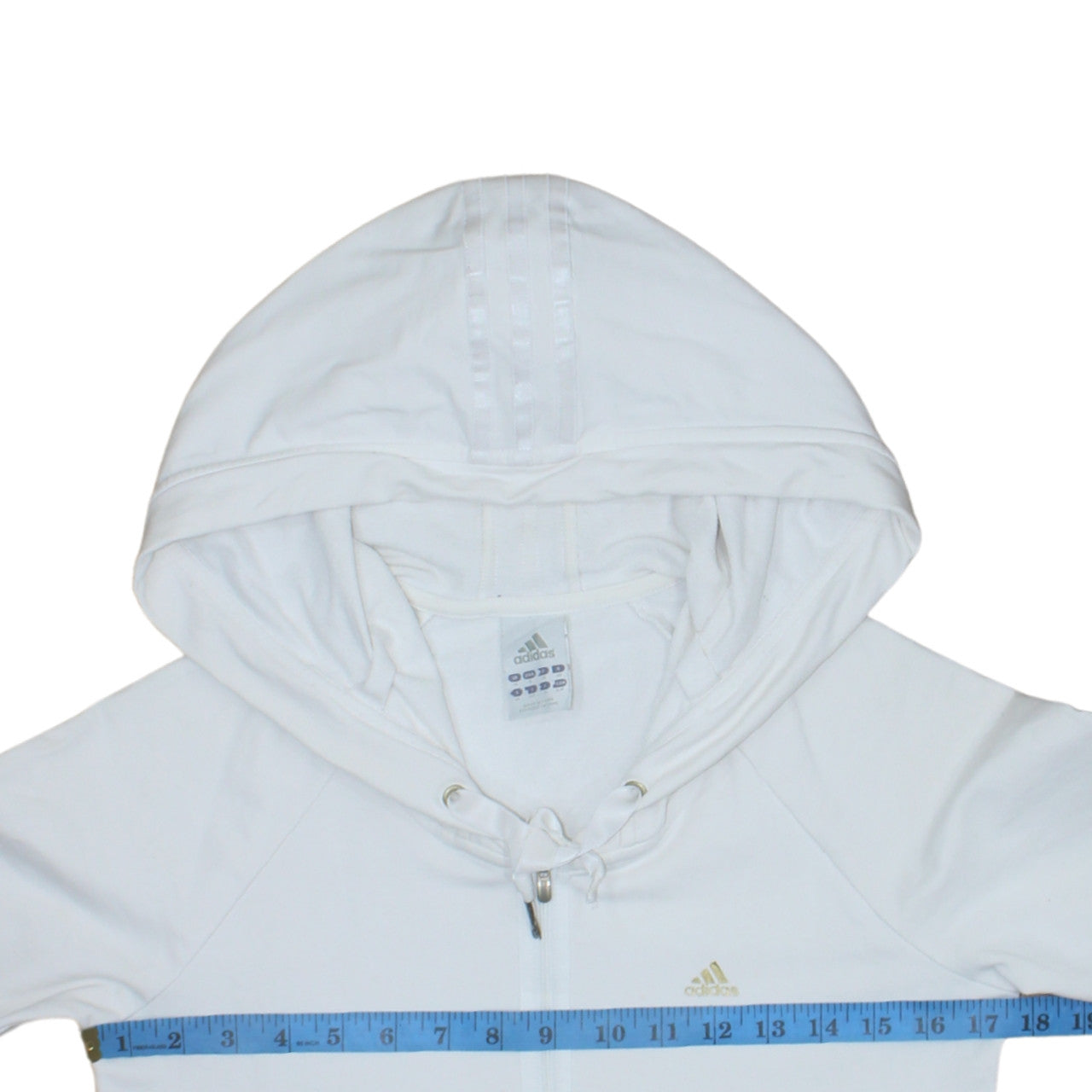 Adidas Women's White Full Zip Hoodie Size 10 Cotton Blend