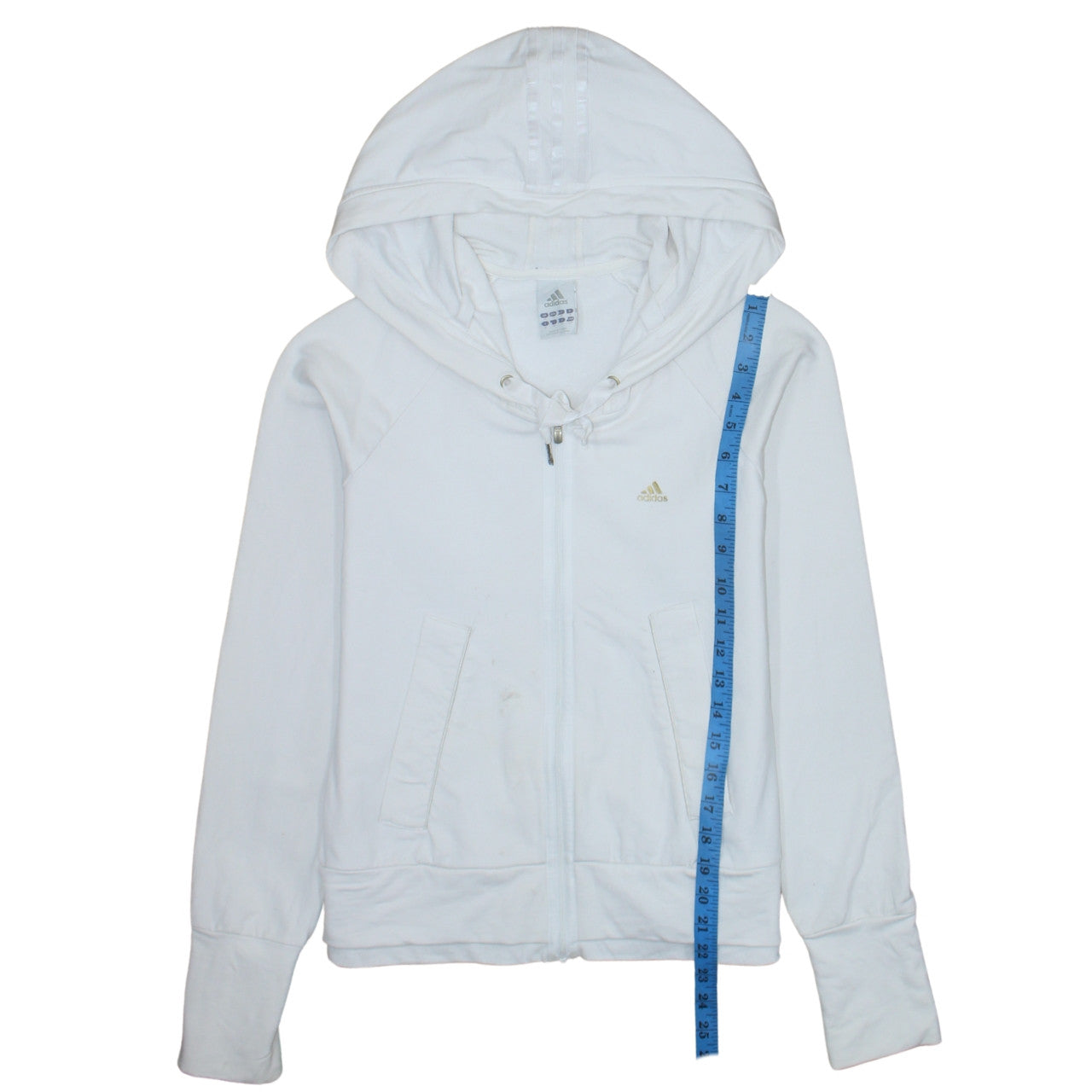 Adidas Women's White Full Zip Hoodie Size 10 Cotton Blend