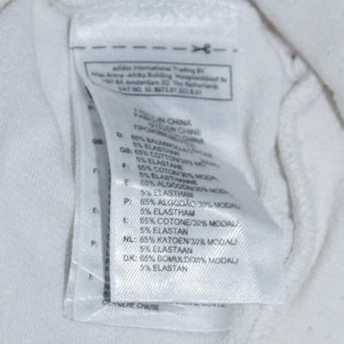 Adidas Women's White Full Zip Hoodie Size 10 Cotton Blend