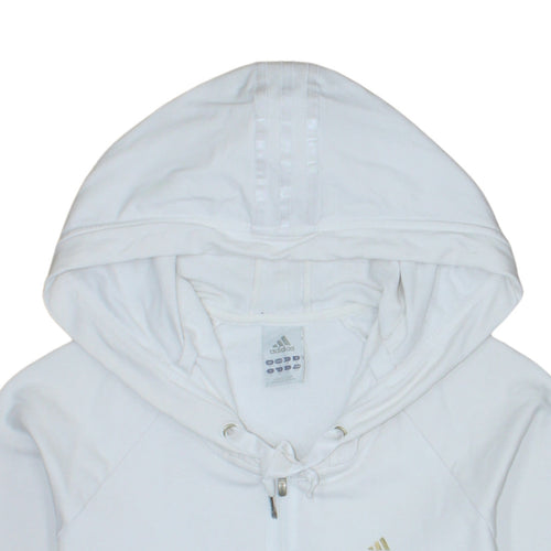 Adidas Women's White Full Zip Hoodie Size 10 Cotton Blend