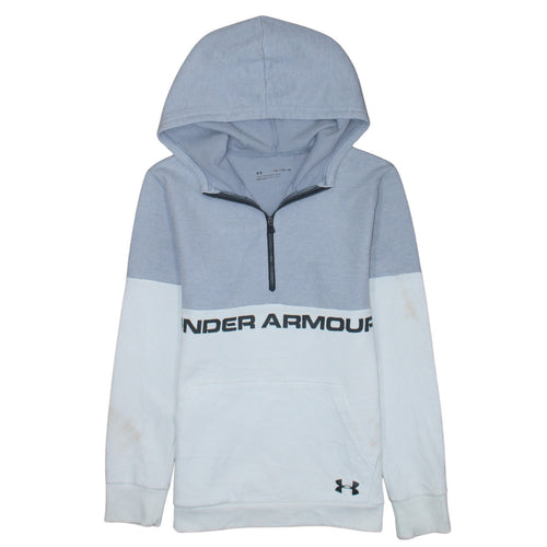 Under Armour Boys Grey Colourblock 1/4 Zip Hoodie Size 14-15 Years