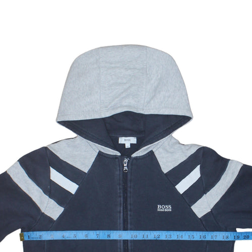 Hugo Boss Boys Navy & Grey Full Zip Hoodie Size 14 Years Classic Fit