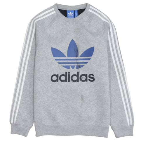 Adidas Men's Grey Crew Neck Graphic Pullover Sweatshirt M