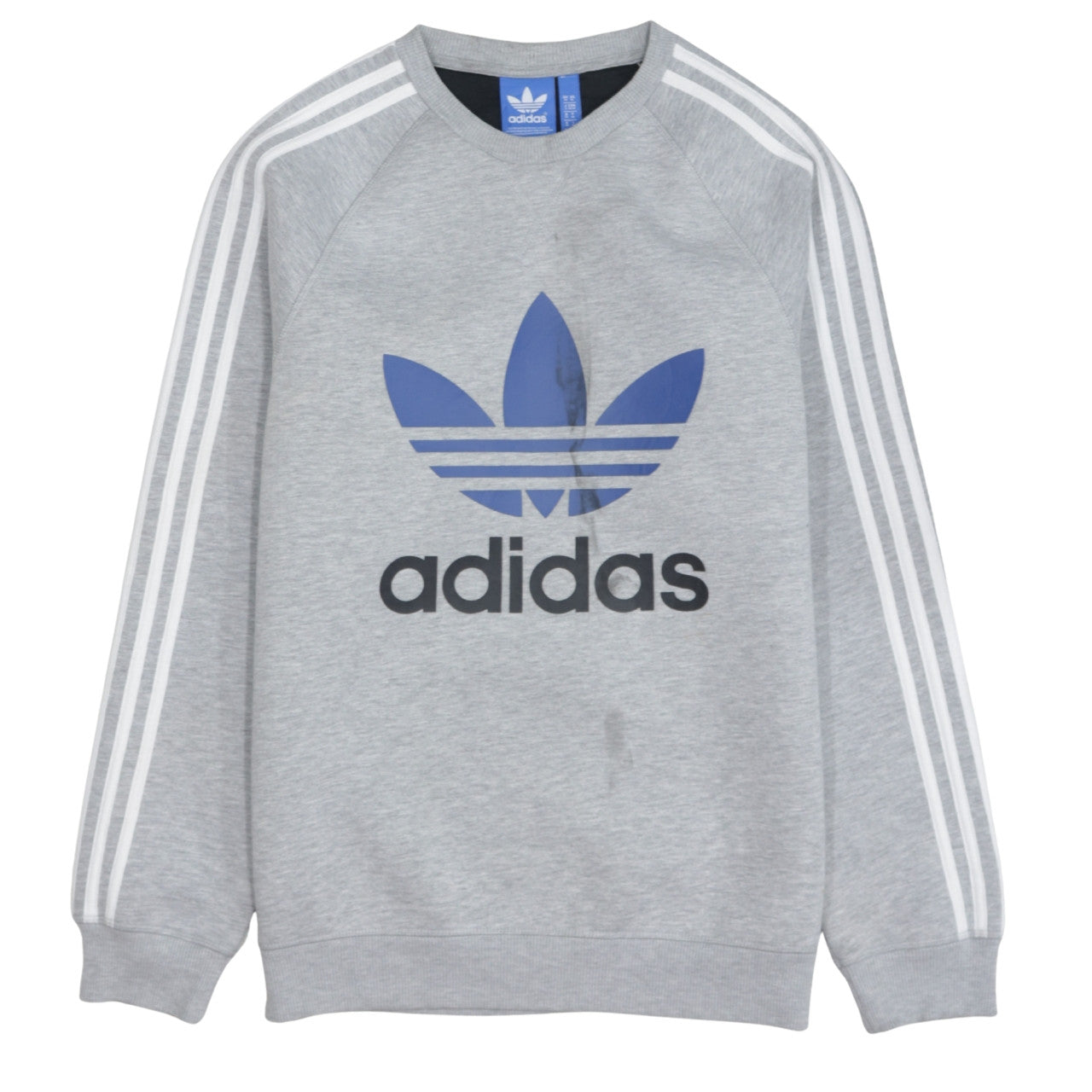 Adidas Men's Grey Crew Neck Graphic Pullover Sweatshirt M