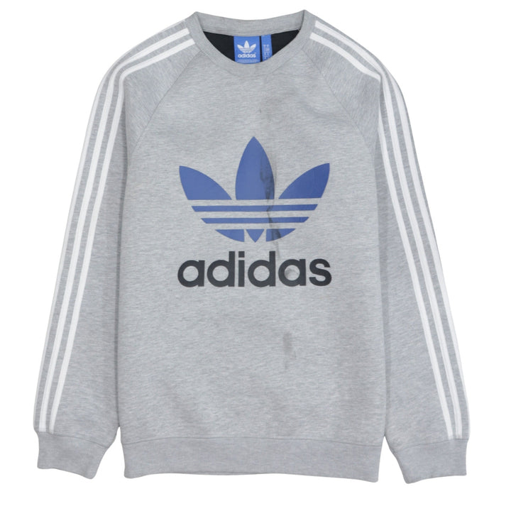 Adidas Men's Grey Crew Neck Graphic Pullover Sweatshirt M