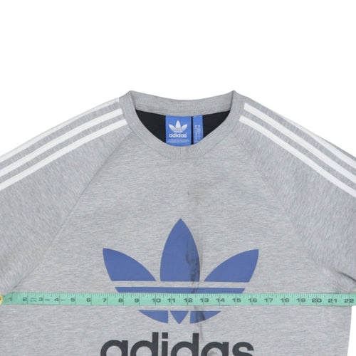 Adidas Men's Grey Crew Neck Graphic Pullover Sweatshirt M