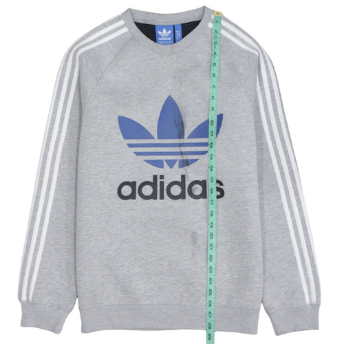 Adidas Men's Grey Crew Neck Graphic Pullover Sweatshirt M