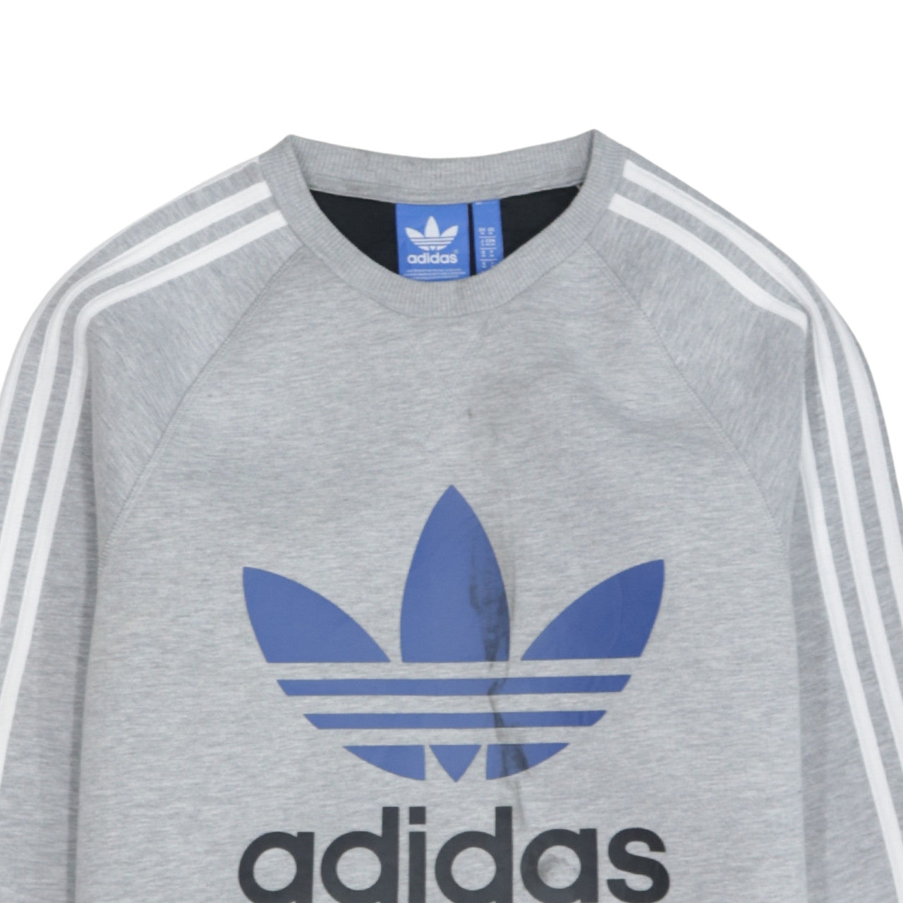 Adidas Men's Grey Crew Neck Graphic Pullover Sweatshirt M