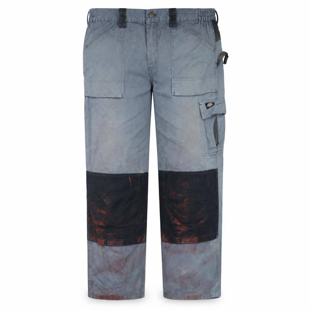 Front view of Dickies Men's Grey Cargo Work Trousers 38R Cotton Blend Durable