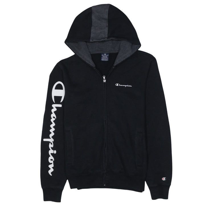 Champion Men's Black Medium Full Zip Hoodie Logo Fleece