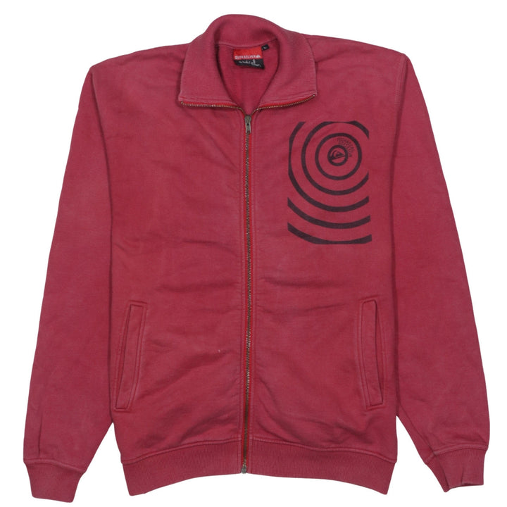 Quiksilver Mens Red Full Zip Sweatshirt M Surf Graphic Jacket