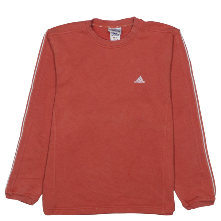 Adidas Boys Red Fleece Pullover Sweatshirt Size 140 Long Sleeve Logo Top