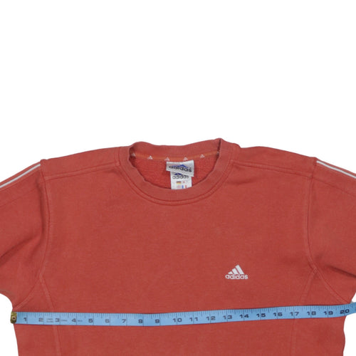 Adidas Boys Red Fleece Pullover Sweatshirt Size 140 Long Sleeve Logo Top