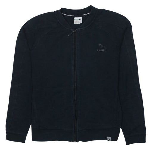 Puma Women Black Full Zip Sweatshirt Size 10 Casual Logo