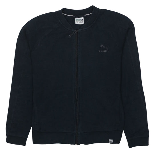 Puma Women Black Full Zip Sweatshirt Size 10 Casual Logo