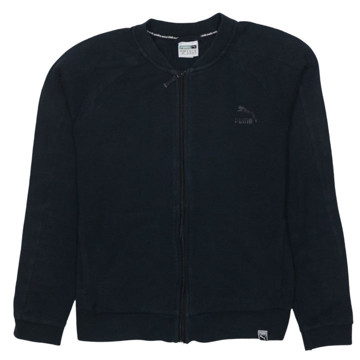 Puma Women Black Full Zip Sweatshirt Size 10 Casual Logo