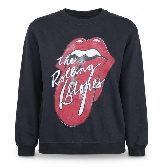 Front view of The Rolling Stones women’s black small pullover sweatshirt graphic print