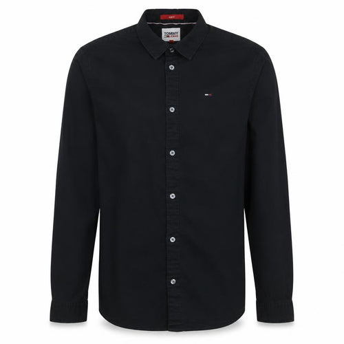 Tommy Jeans Men's Black Slim Fit Button-Up Cotton Shirt M