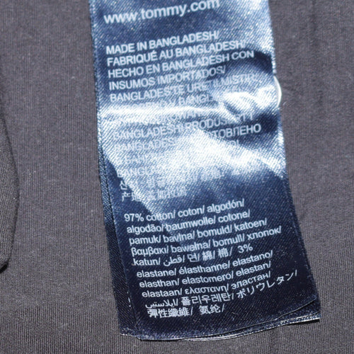 Tommy Jeans Men's Black Slim Fit Button-Up Cotton Shirt M