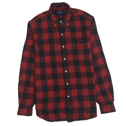 Ralph Lauren Men's Red Check Slim Fit Flannel Cotton Shirt M