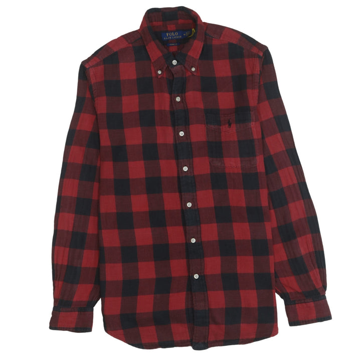 Ralph Lauren Men's Red Check Slim Fit Flannel Cotton Shirt M