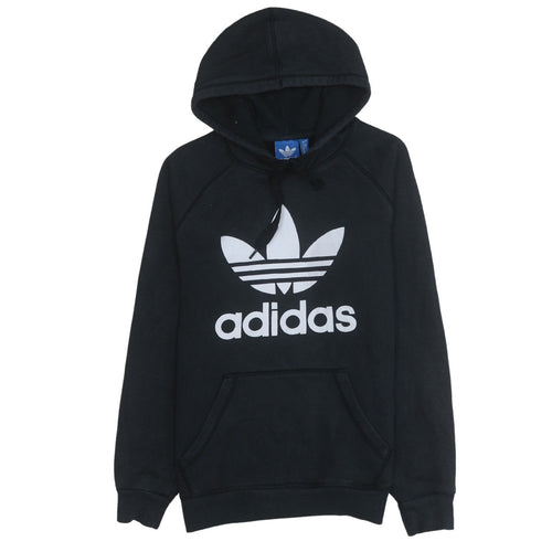Adidas Womens Black Small Pullover Hoodie with Logo Print