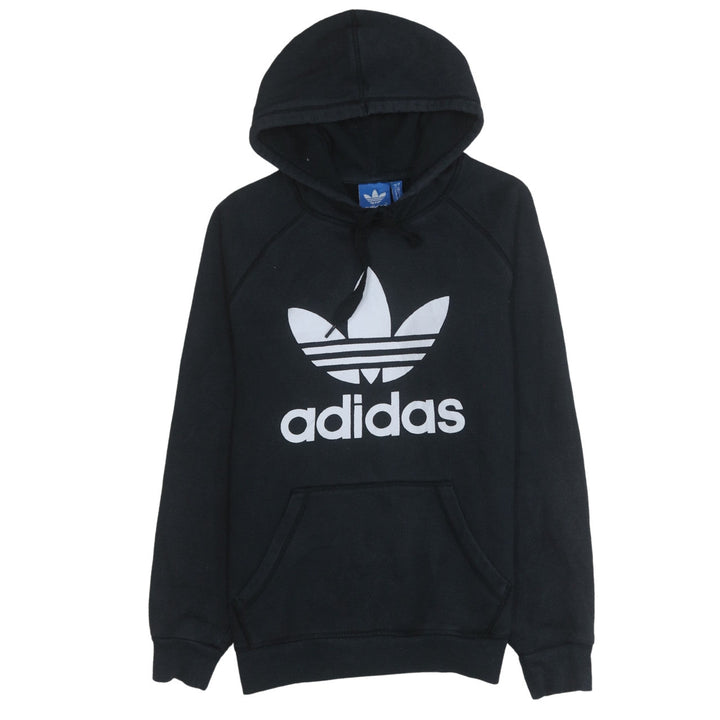 Adidas Womens Black Small Pullover Hoodie with Logo Print