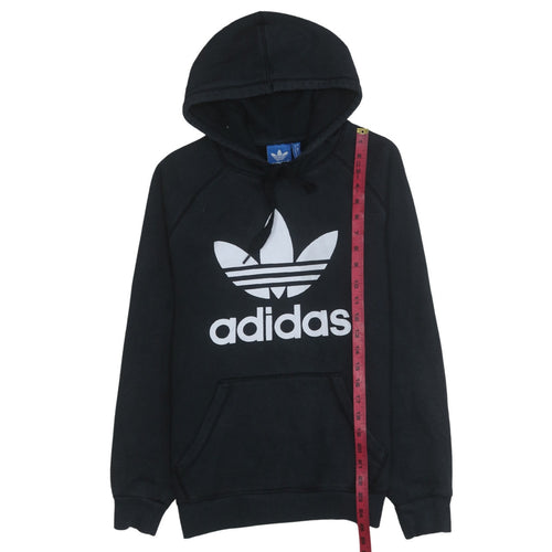 Adidas Womens Black Small Pullover Hoodie with Logo Print