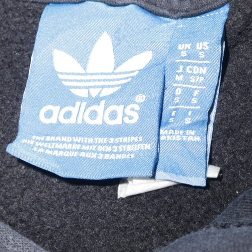Adidas Womens Black Small Pullover Hoodie with Logo Print