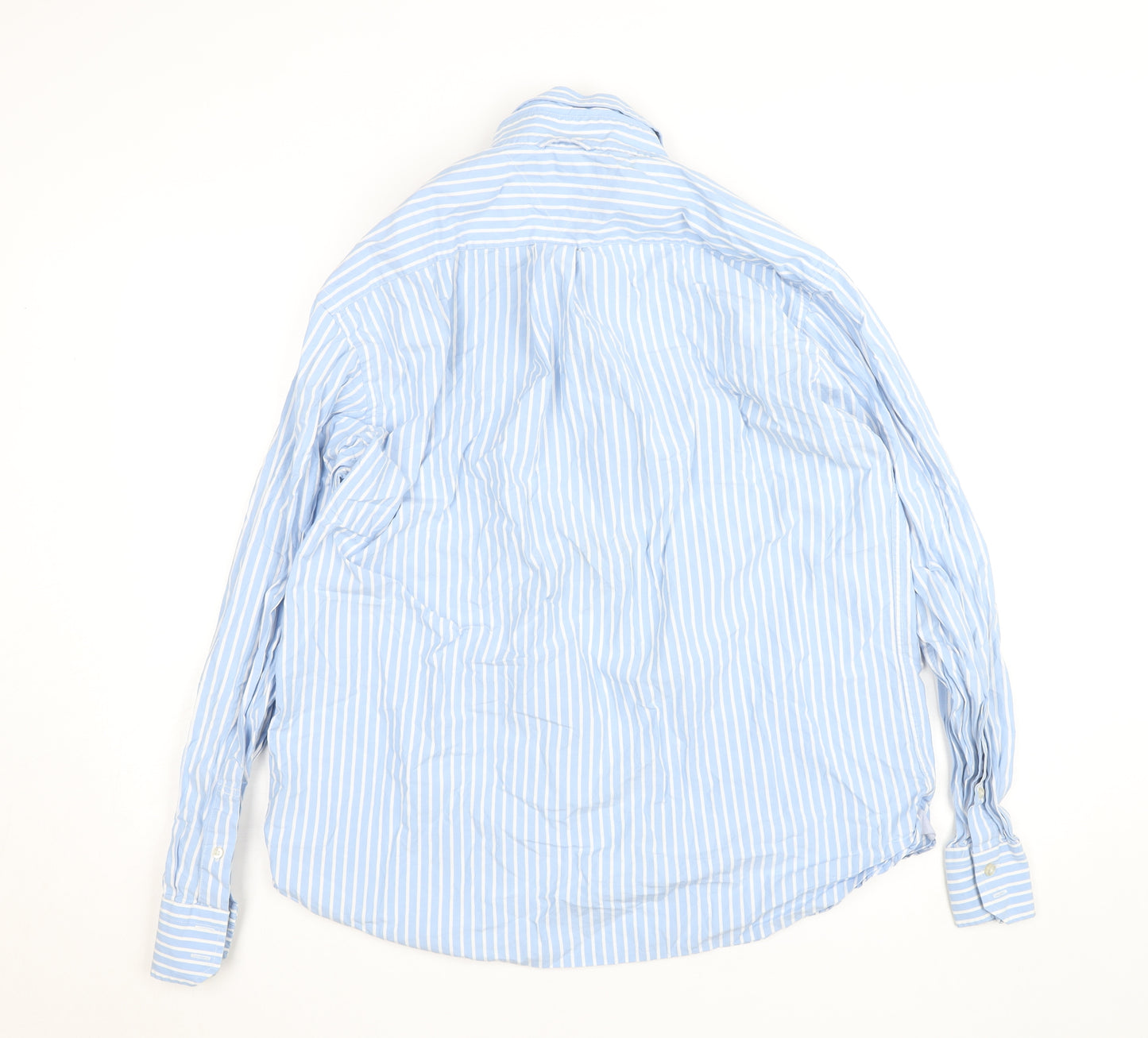 Tommy Hilfiger Men's Blue Striped Cotton Button-Down Long Sleeve Dress Shirt L