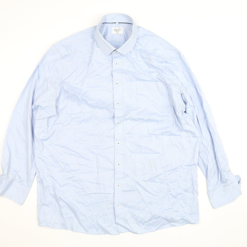 Marvelis Men’s Blue 19 Regular Fit Non-Iron Cotton Long Sleeve Button-Up Shirt