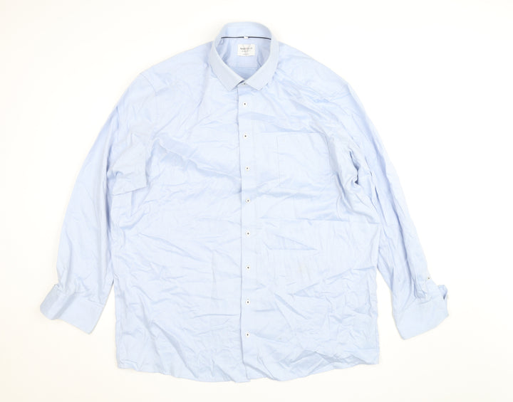 Marvelis Men’s Blue 19 Regular Fit Non-Iron Cotton Long Sleeve Button-Up Shirt