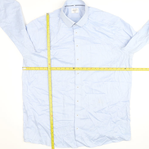 Marvelis Men’s Blue 19 Regular Fit Non-Iron Cotton Long Sleeve Button-Up Shirt