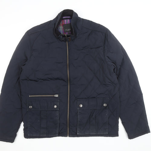 Ted Baker Women's Blue Quilted Short Jacket Size 6 Polyester Lined