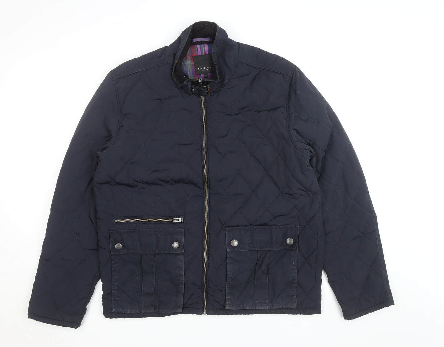 Ted Baker Women's Blue Quilted Short Jacket Size 6 Polyester Lined