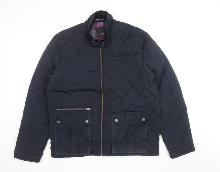 Ted Baker Women's Blue Quilted Short Jacket Size 6 Polyester Lined