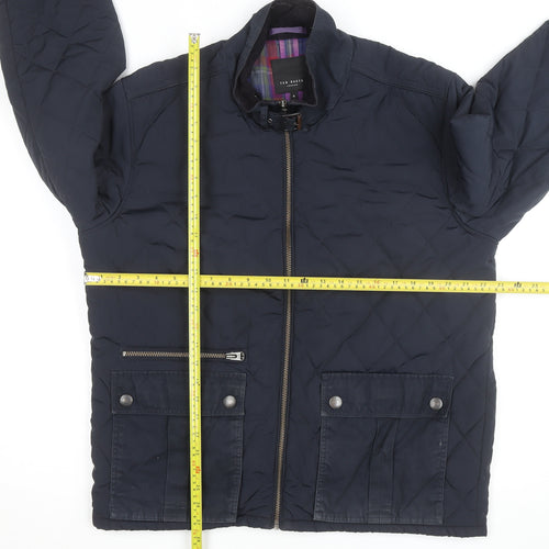 Ted Baker Women's Blue Quilted Short Jacket Size 6 Polyester Lined