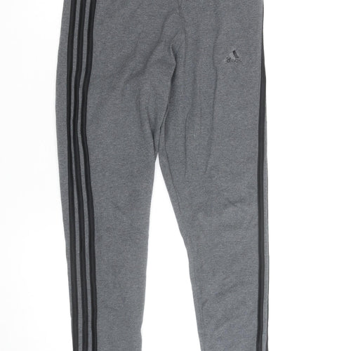 Adidas Women Grey Side Stripe Cotton Leggings M Slim Fit Activewear