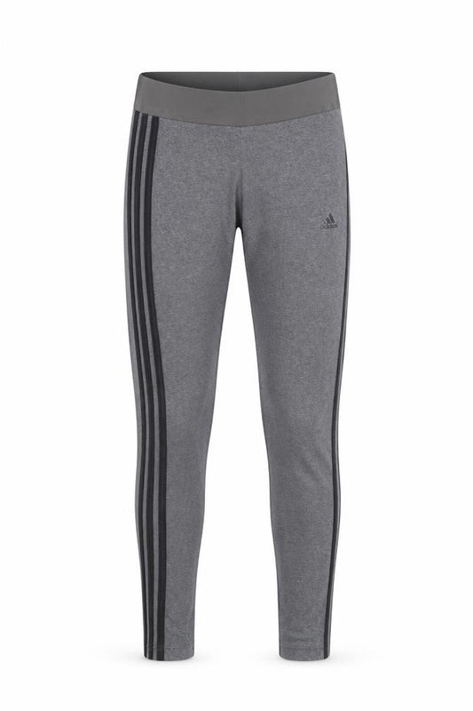 Adidas Women Grey Side Stripe Cotton Leggings M Slim Fit Activewear