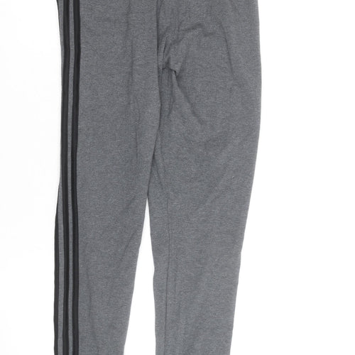 Adidas Women Grey Side Stripe Cotton Leggings M Slim Fit Activewear