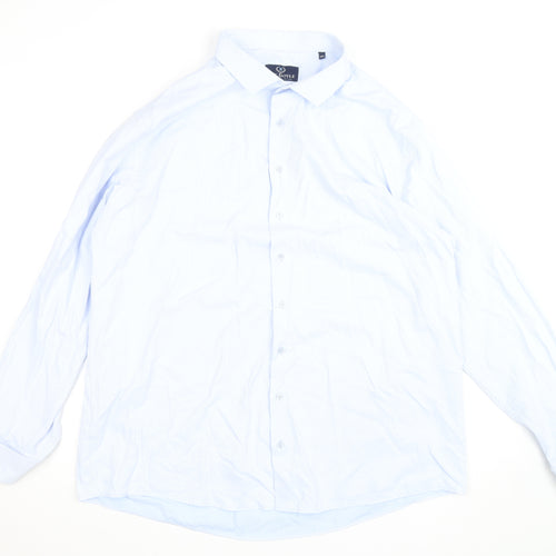 Jack Doyle Men's Blue 4XL Striped Long Sleeve Formal Dress Shirt