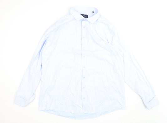 Jack Doyle Men's Blue 4XL Striped Long Sleeve Formal Dress Shirt