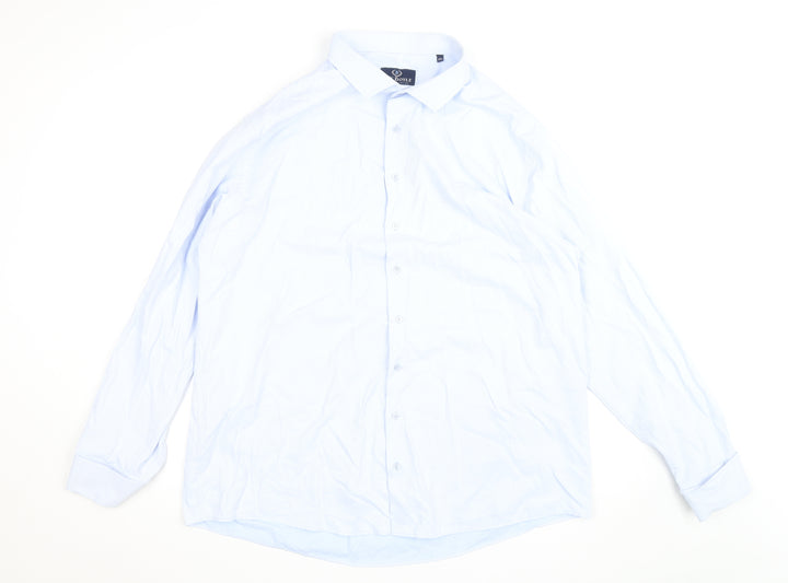 Jack Doyle Men's Blue 4XL Striped Long Sleeve Formal Dress Shirt