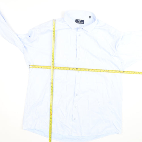 Jack Doyle Men's Blue 4XL Striped Long Sleeve Formal Dress Shirt