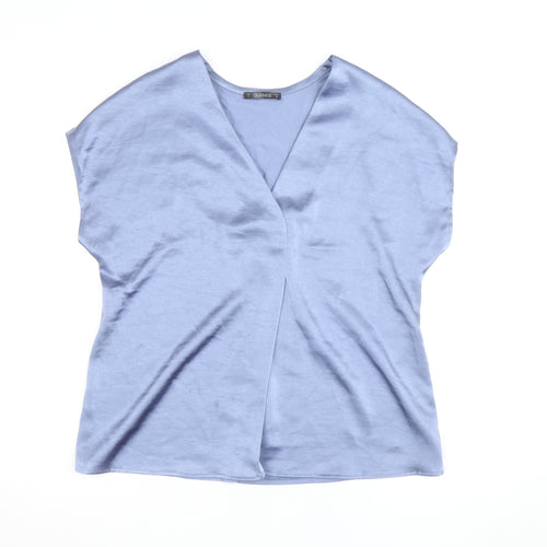 Dunnes Women’s Blue Wrap V-Neck Short Sleeve Blouse Size 12