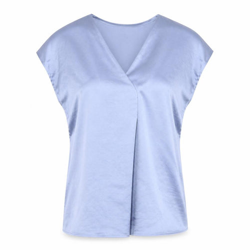 Dunnes Women’s Blue Wrap V-Neck Short Sleeve Blouse Size 12